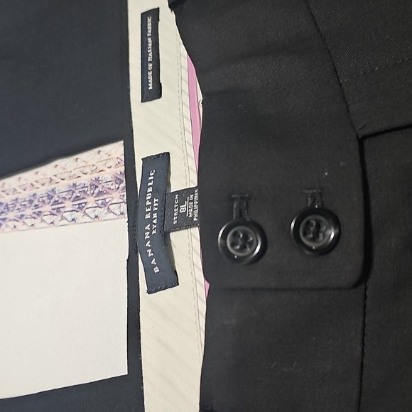 Banana Republic Ryan Fit Cuffed Wool Dress Black Italian Fabric Pants Size‎ 8L - Picture 3 of 5